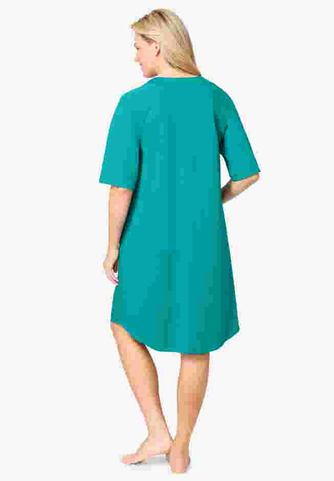 Short French Terry Zip-Front Robe image number 1