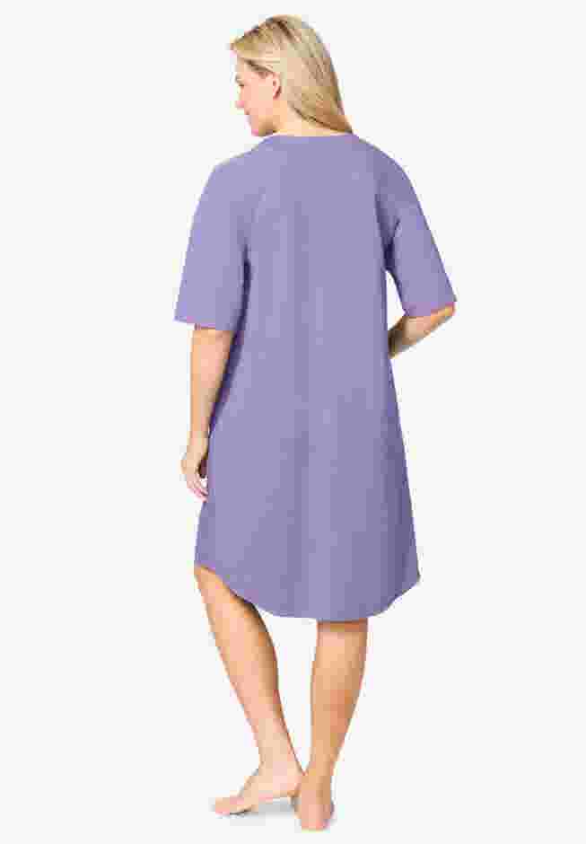 Short French Terry Zip-Front Robe image number 1