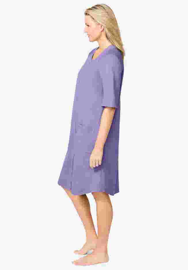 Short French Terry Zip-Front Robe image number 2