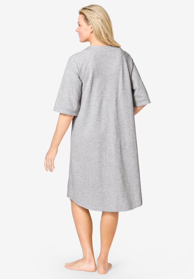 Short French Terry Zip-Front Robe image number 1