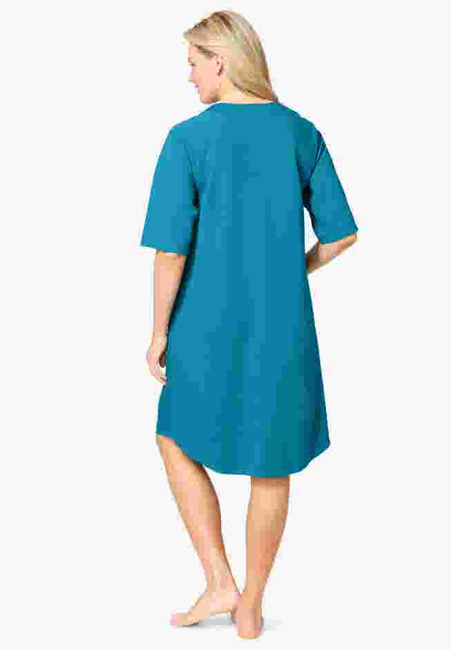 Short French Terry Zip-Front Robe image number 1