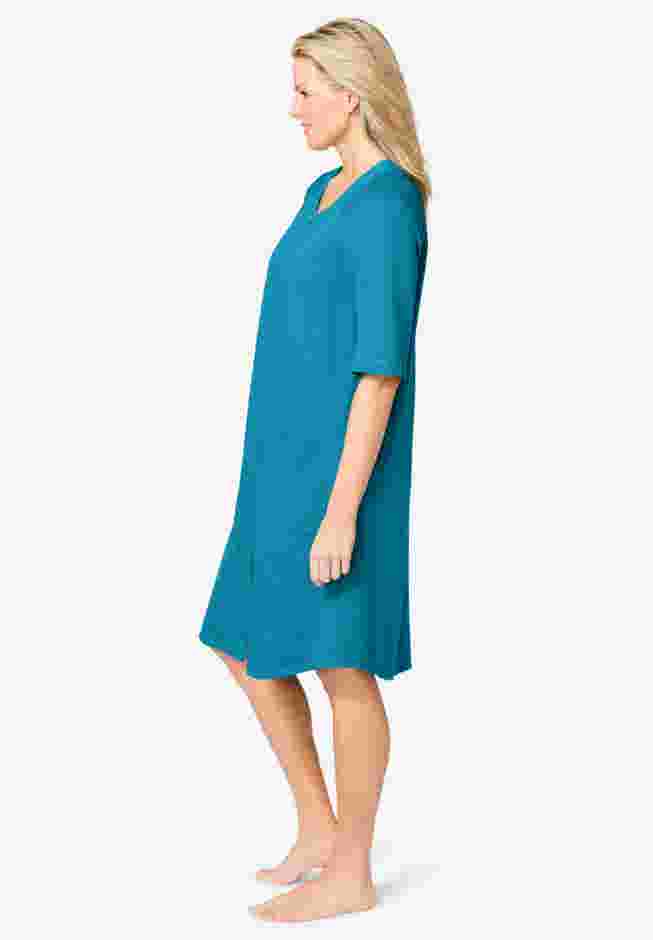 Short French Terry Zip-Front Robe image number 2