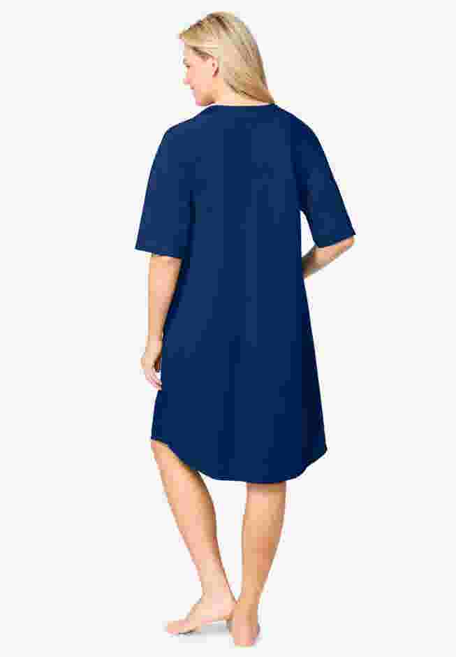 Short French Terry Zip-Front Robe image number 1