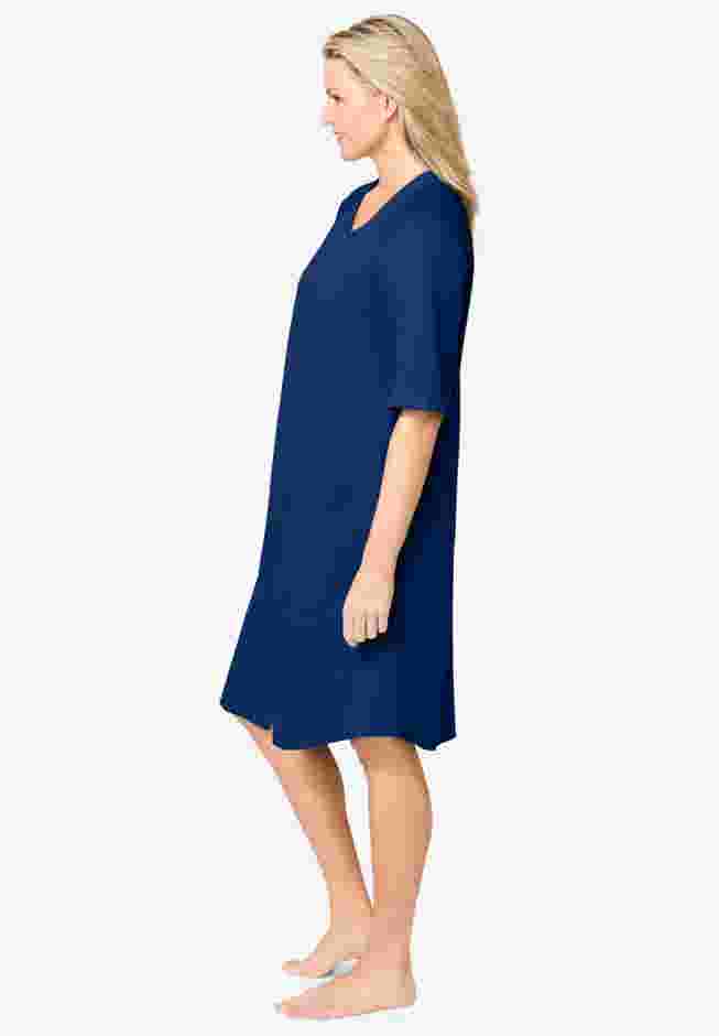 Short French Terry Zip-Front Robe image number 2