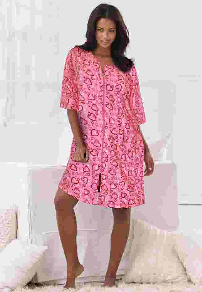 Short French Terry Zip-Front Robe image number 5