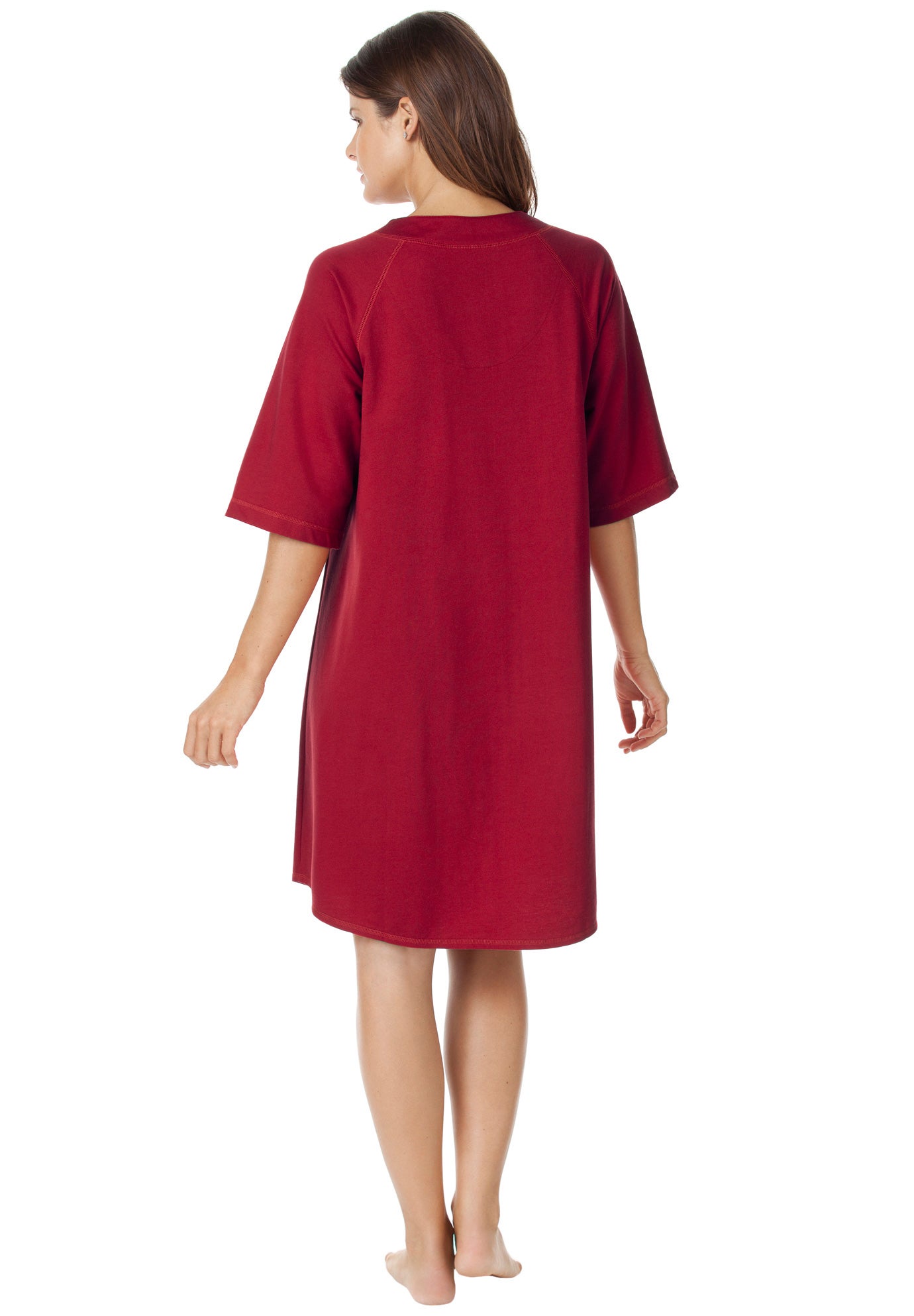 Short French Terry Zip-Front Robe image number 1