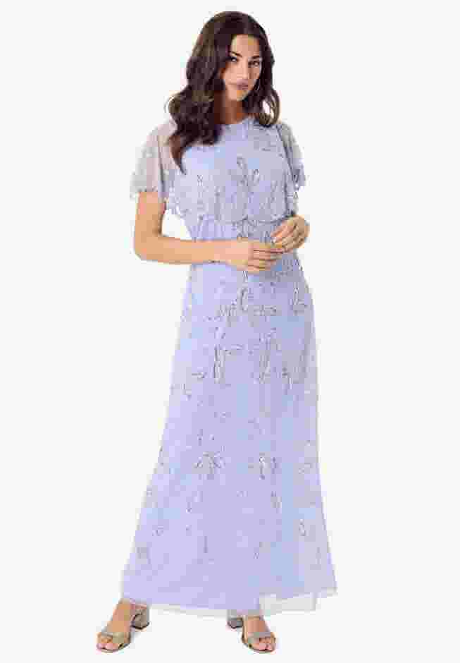 Plus Size Beaded Capelet Maxi Gown – Glam Evening Dress image number 0