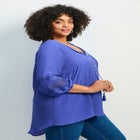Pintuck Lace Peasant Top image number 2