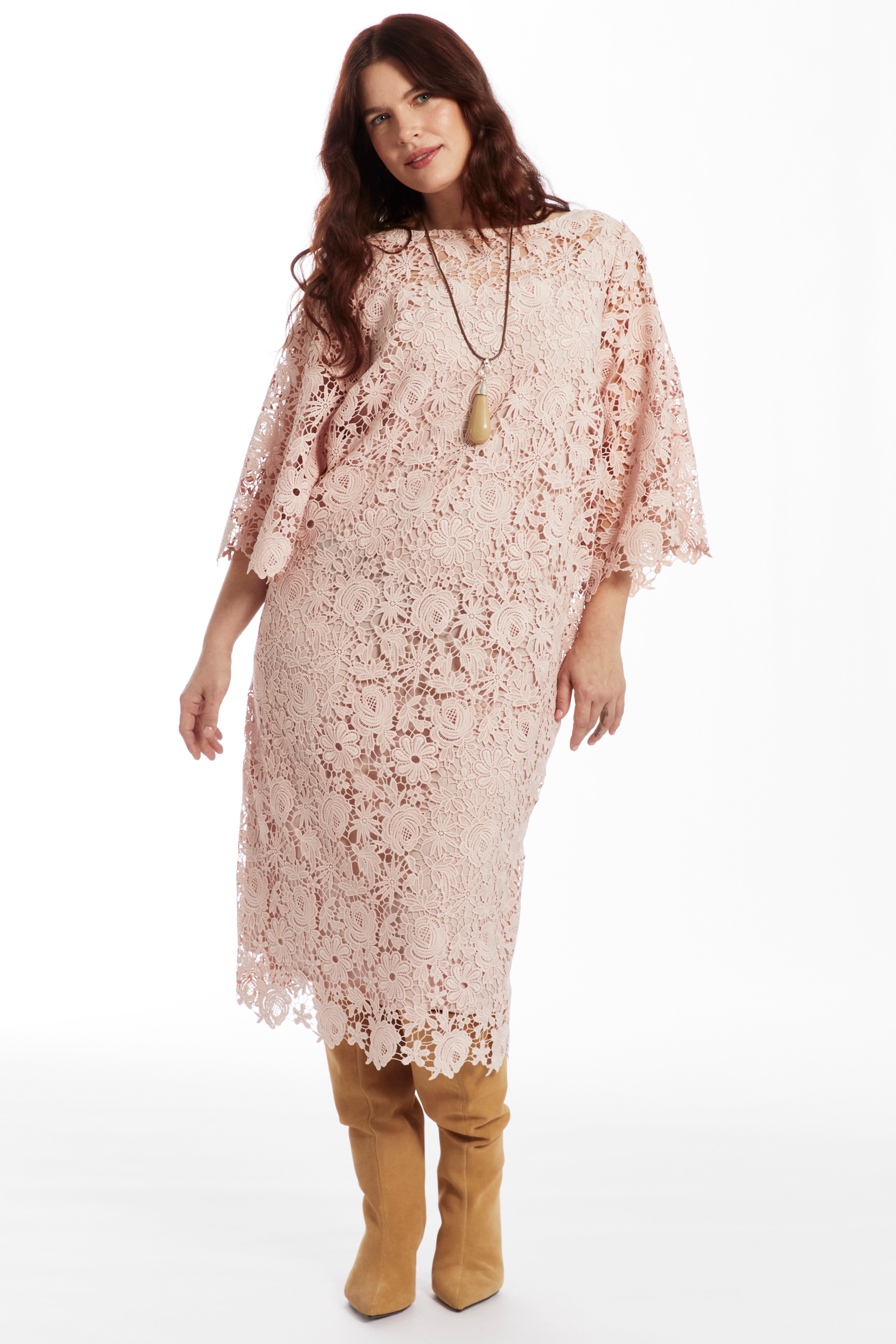 Bell-Sleeve Lace Midi Dress image number 0