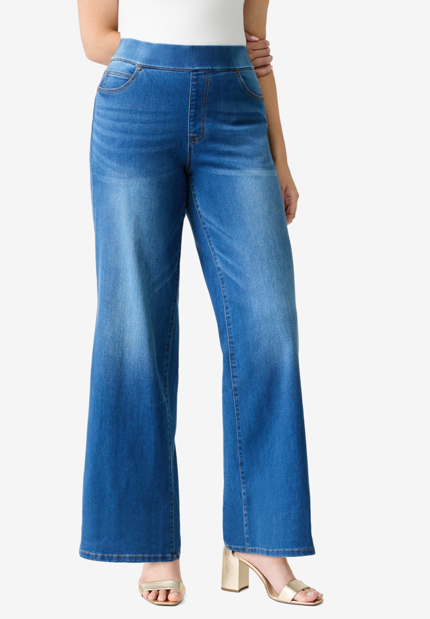 Plus Size 360&deg; Stretch Wide Leg Jean image number 0