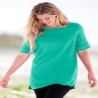 Perfect Cuffed Elbow-Sleeve Boat-Neck Tee image number null