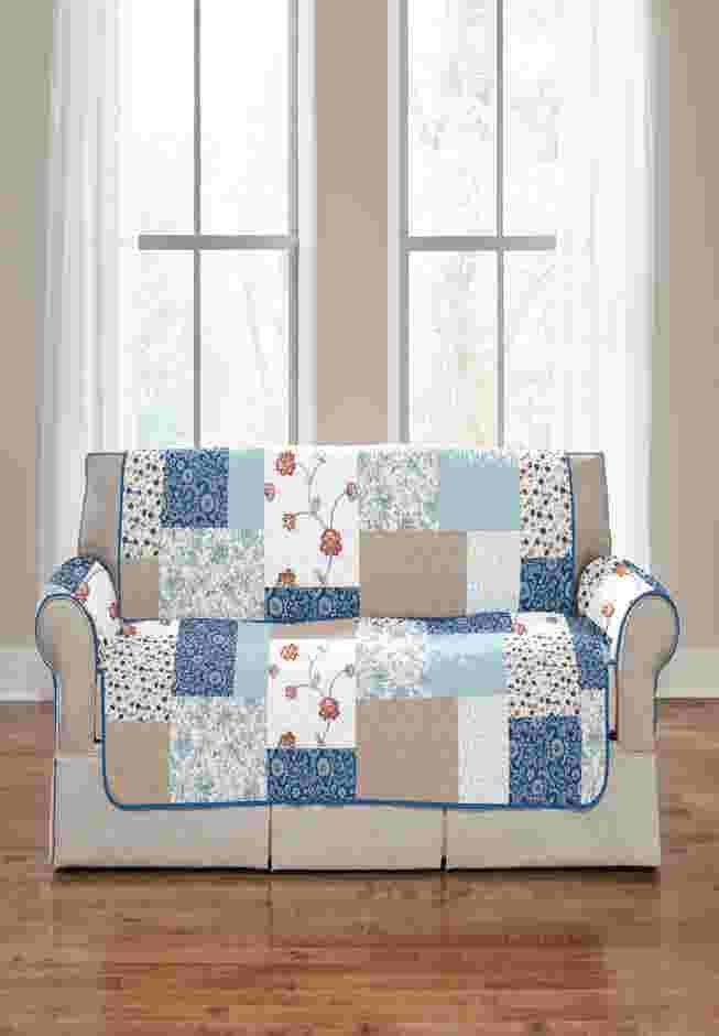 Printed Patchwork Loveseat Cover image number 0