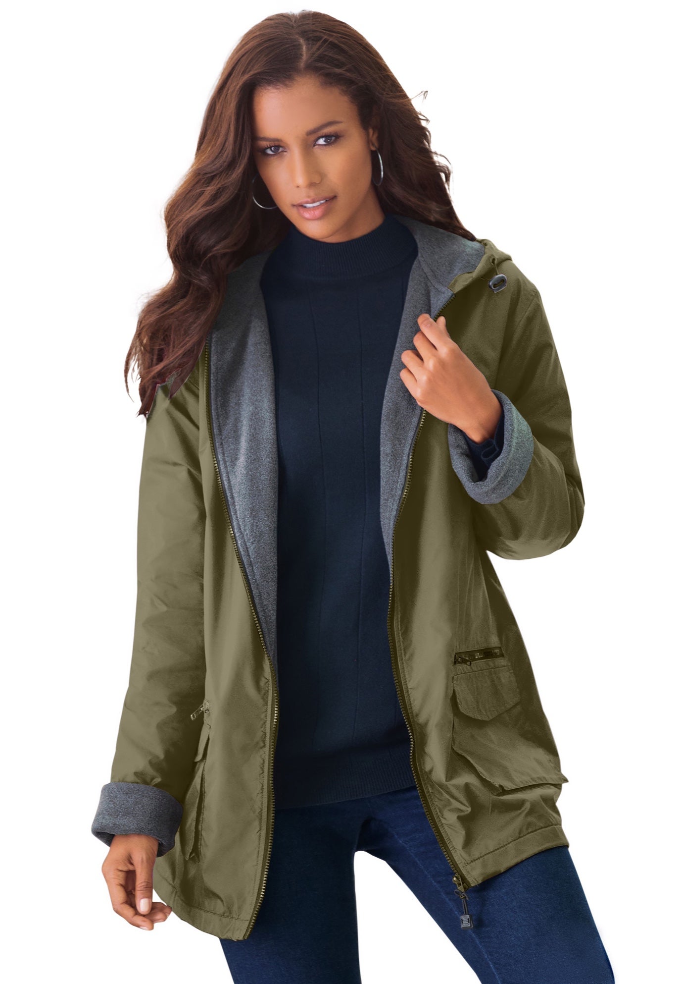 Plus Size Hooded Nylon Jacket image number 0