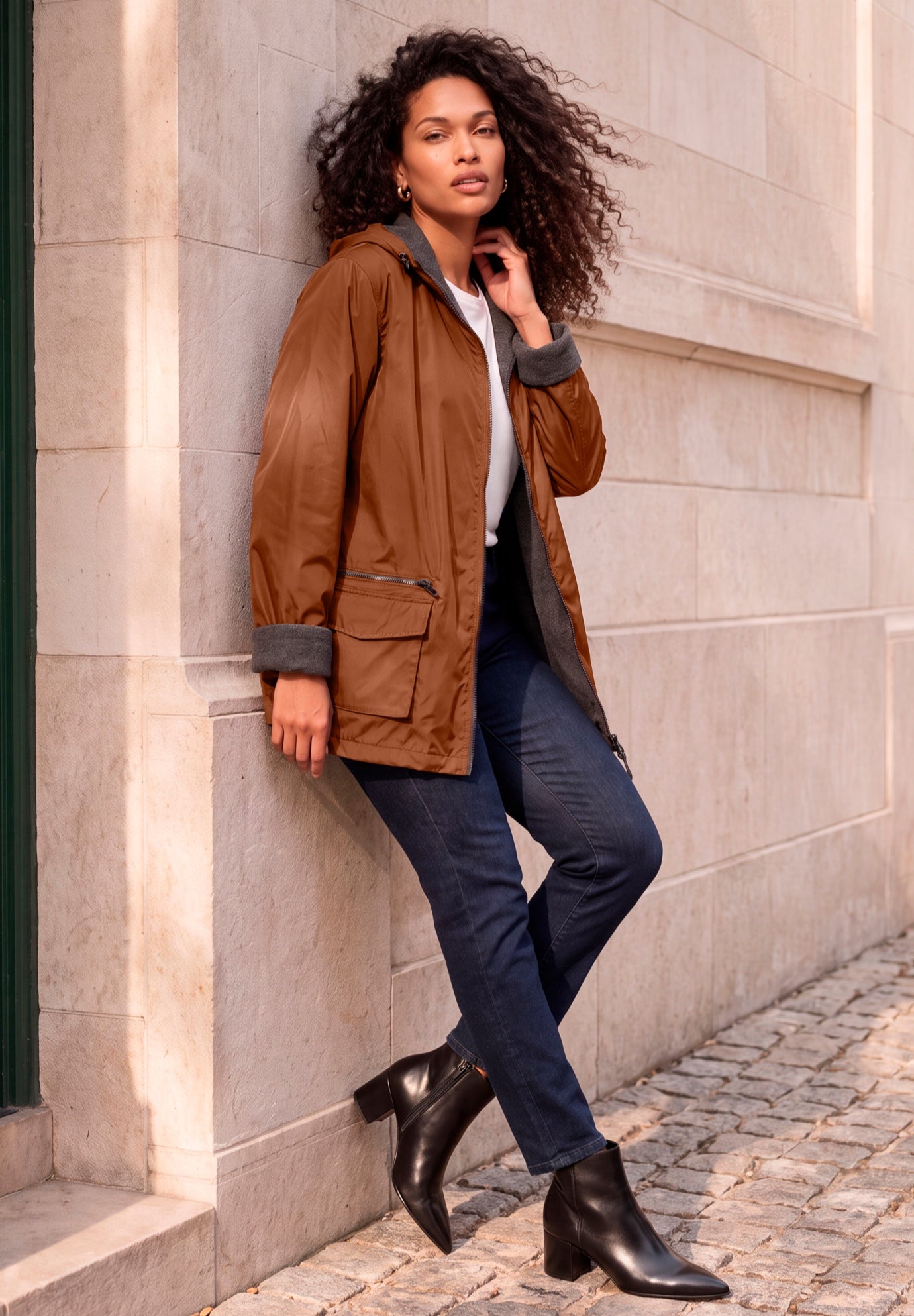 Plus Size Hooded Nylon Jacket image number 0