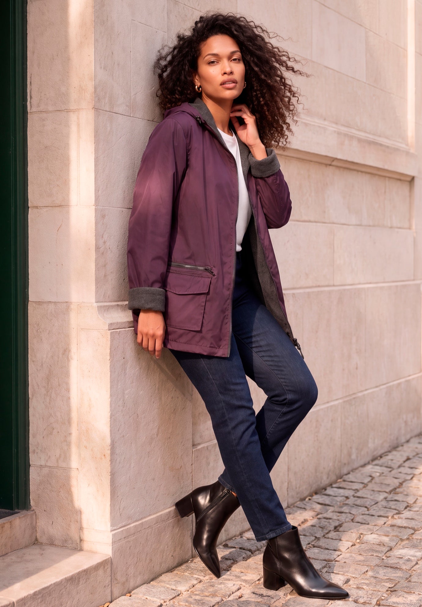 Plus Size Hooded Nylon Jacket image number 0