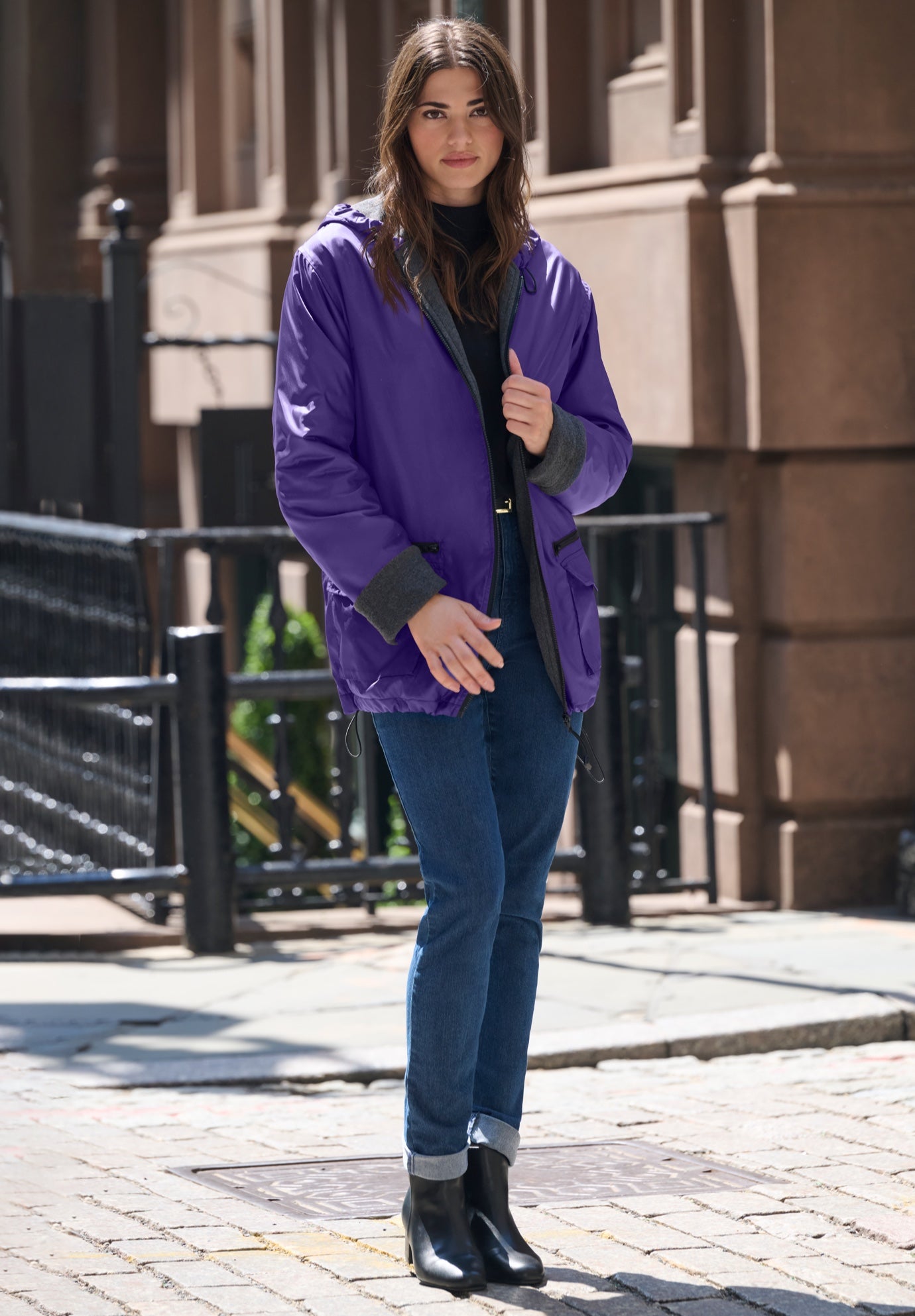 Plus Size Hooded Nylon Jacket image number 1