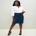 True Fit Stretch Denim Short Skirt image number null
