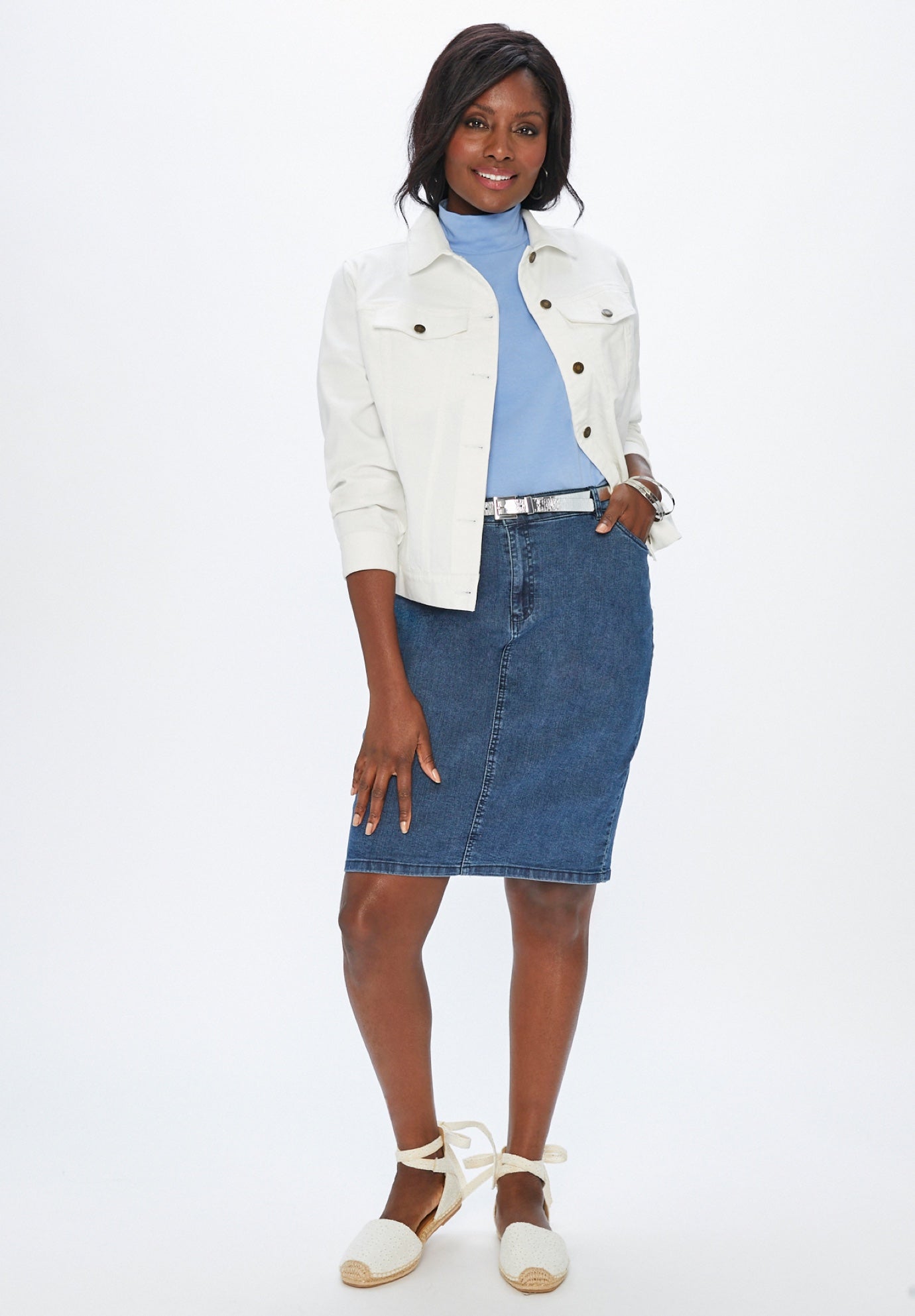 True Fit Stretch Denim Short Skirt image number 1