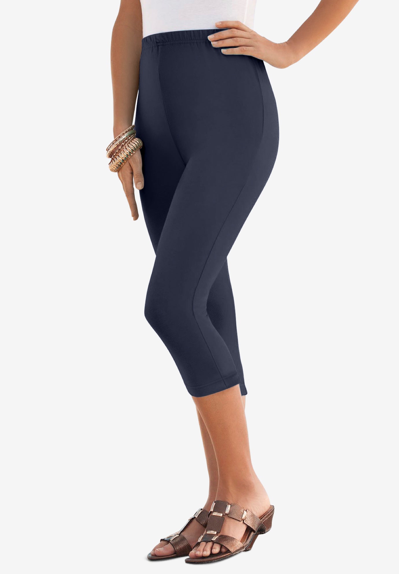 Plus Size Essential Stretch Capri Legging image number 2
