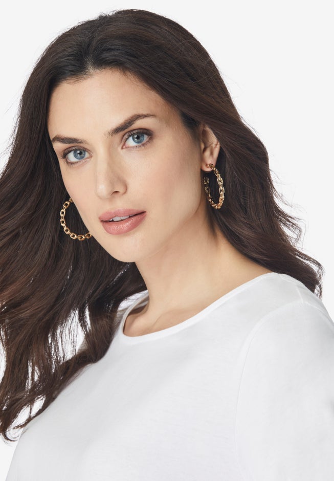 Chain Link Hoop Earrings image number 1