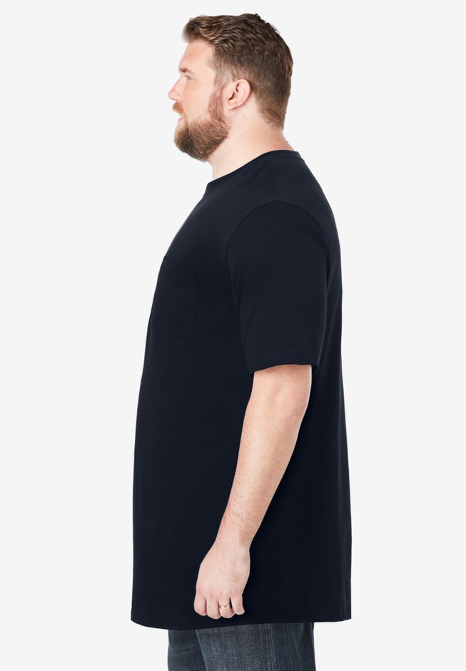 Shrink-Less&trade; Lightweight Longer-Length Crewneck Pocket T-Shirt image number 2