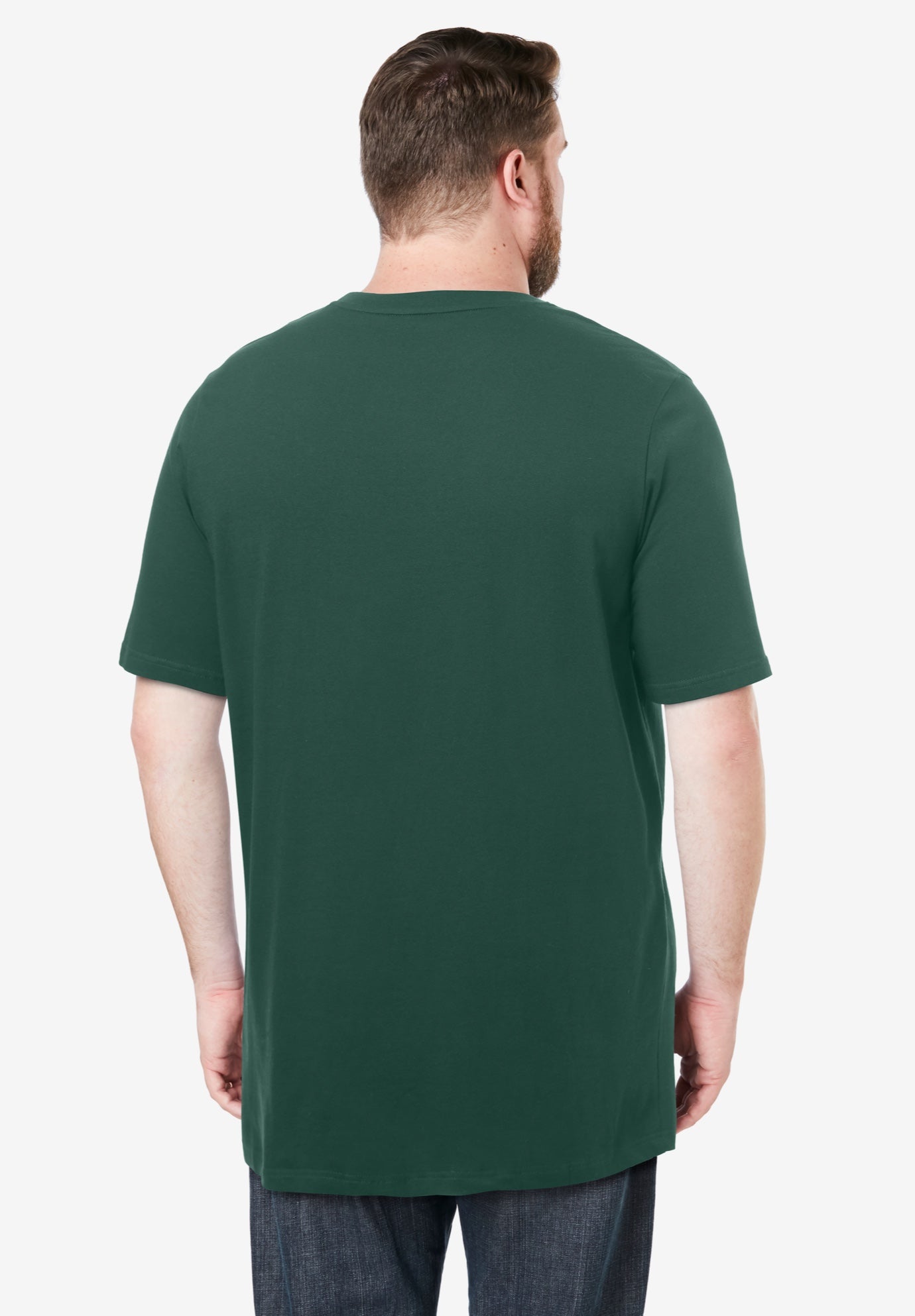 Shrink-Less™ Lightweight Longer-Length Crewneck Pocket T-Shirt image number 1