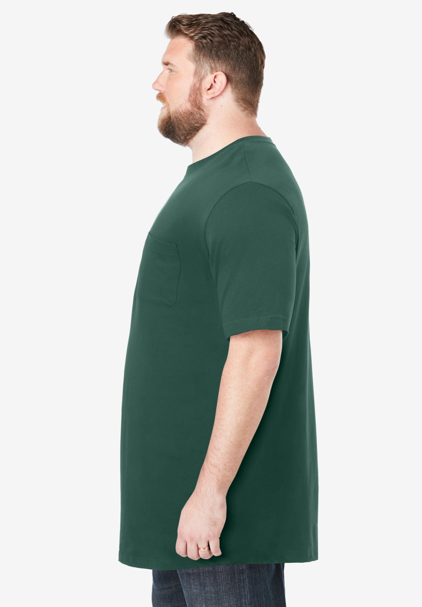 Shrink-Less™ Lightweight Longer-Length Crewneck Pocket T-Shirt image number 2