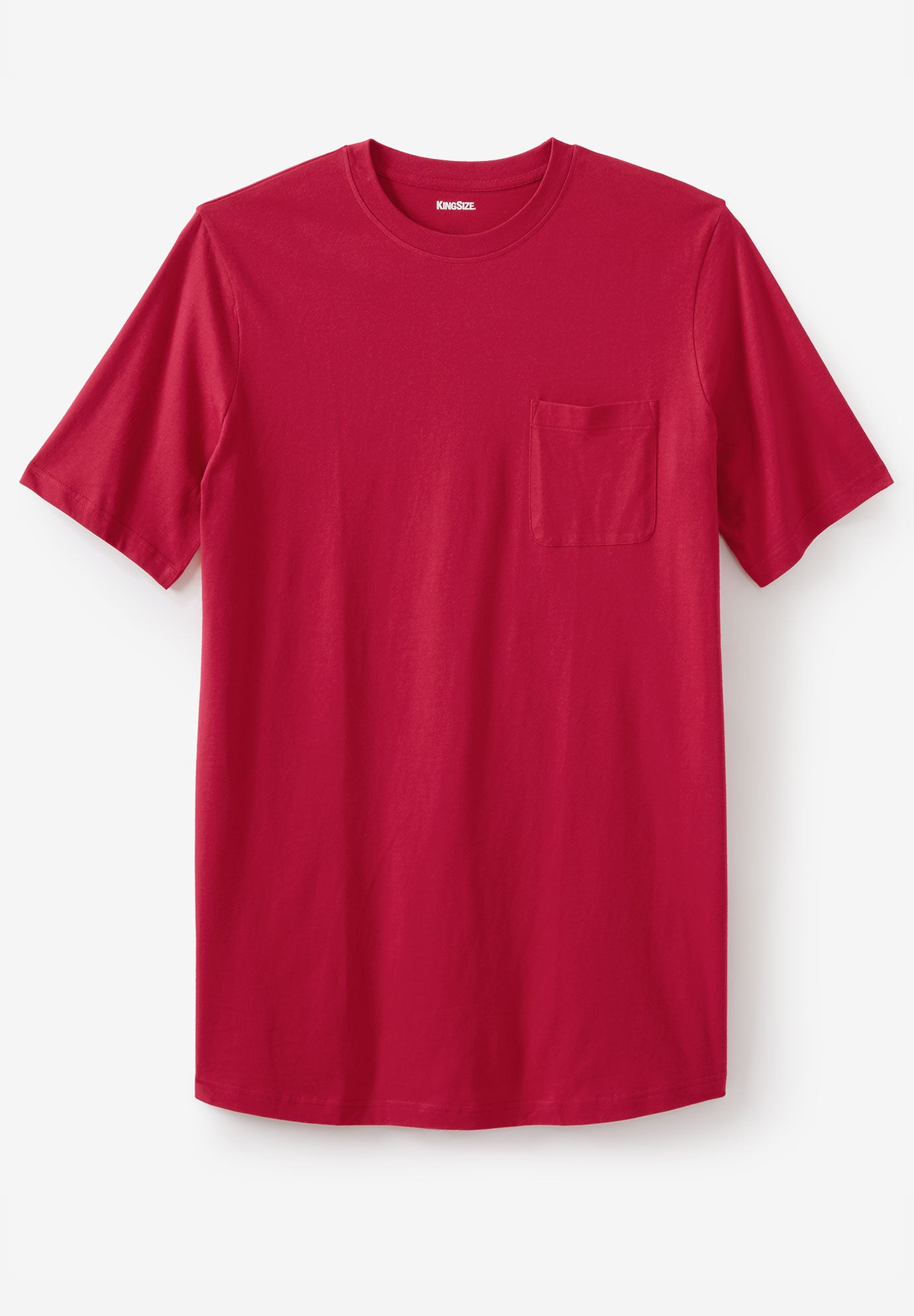 Shrink-Less™ Lightweight Longer-Length Crewneck Pocket T-Shirt image number 0