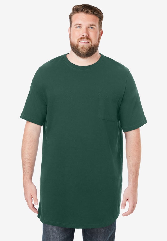 Shrink-Less™ Lightweight Longer-Length Crewneck Pocket T-Shirt image number 0