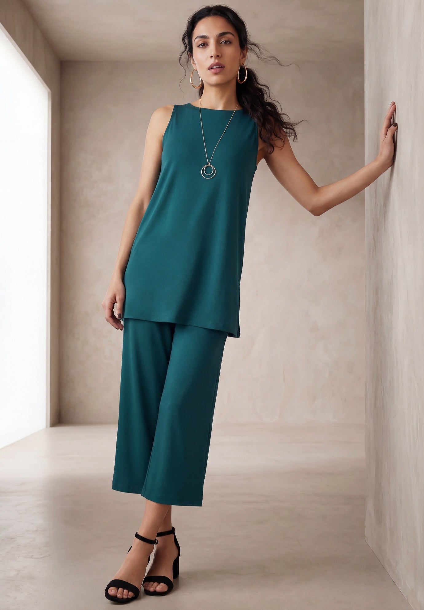 Stretch Knit Tunic Tank image number 0