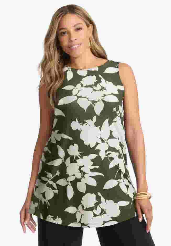 Stretch Knit Tunic Tank image number 0