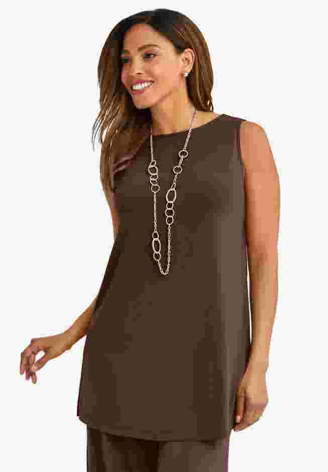 Stretch Knit Tunic Tank image number 0