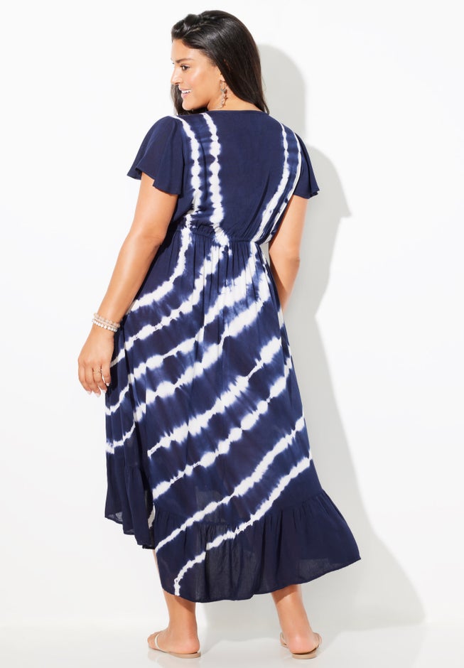 Tie-Dye V-Neck Cover Up Dress image number null