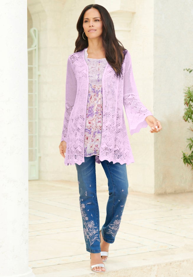 Plus Size Floral Embroidered Straight Leg Jean image number 3