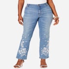 Plus Size Floral Embroidered Straight Leg Jean image number null