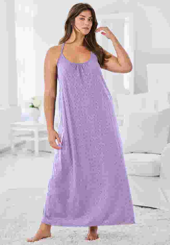 Breezy Eyelet Knit Long Nightgown image number 3