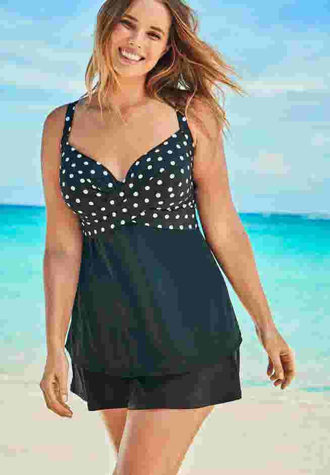 Bra-Sized Cross-Front Tankini Top image number 0