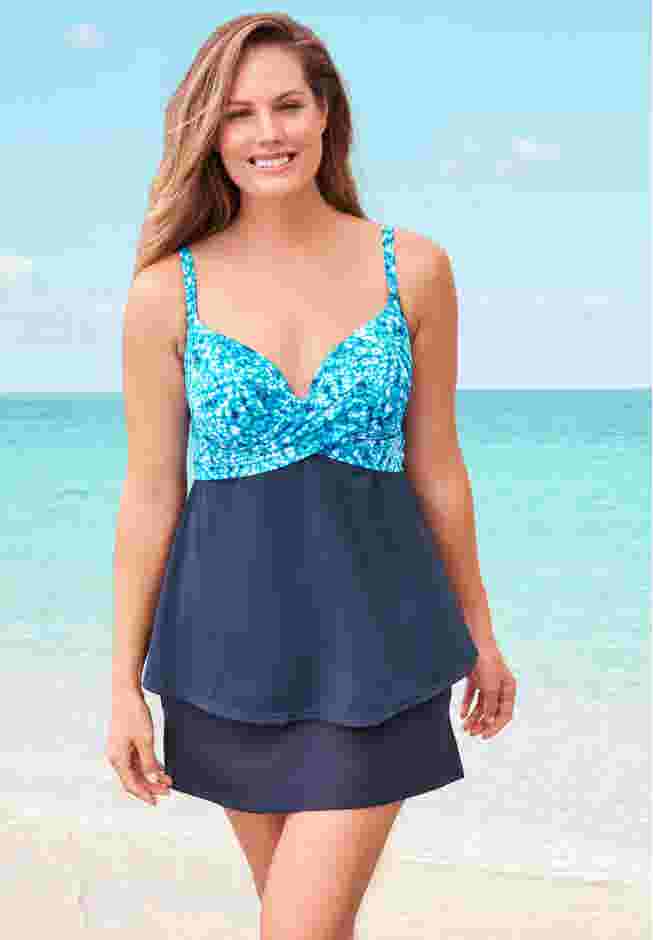 Bra-Sized Cross-Front Tankini Top image number 0