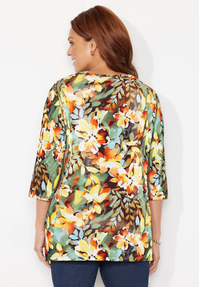 Easy Fit 3/4-Sleeve V-Neck Tunic image number 1