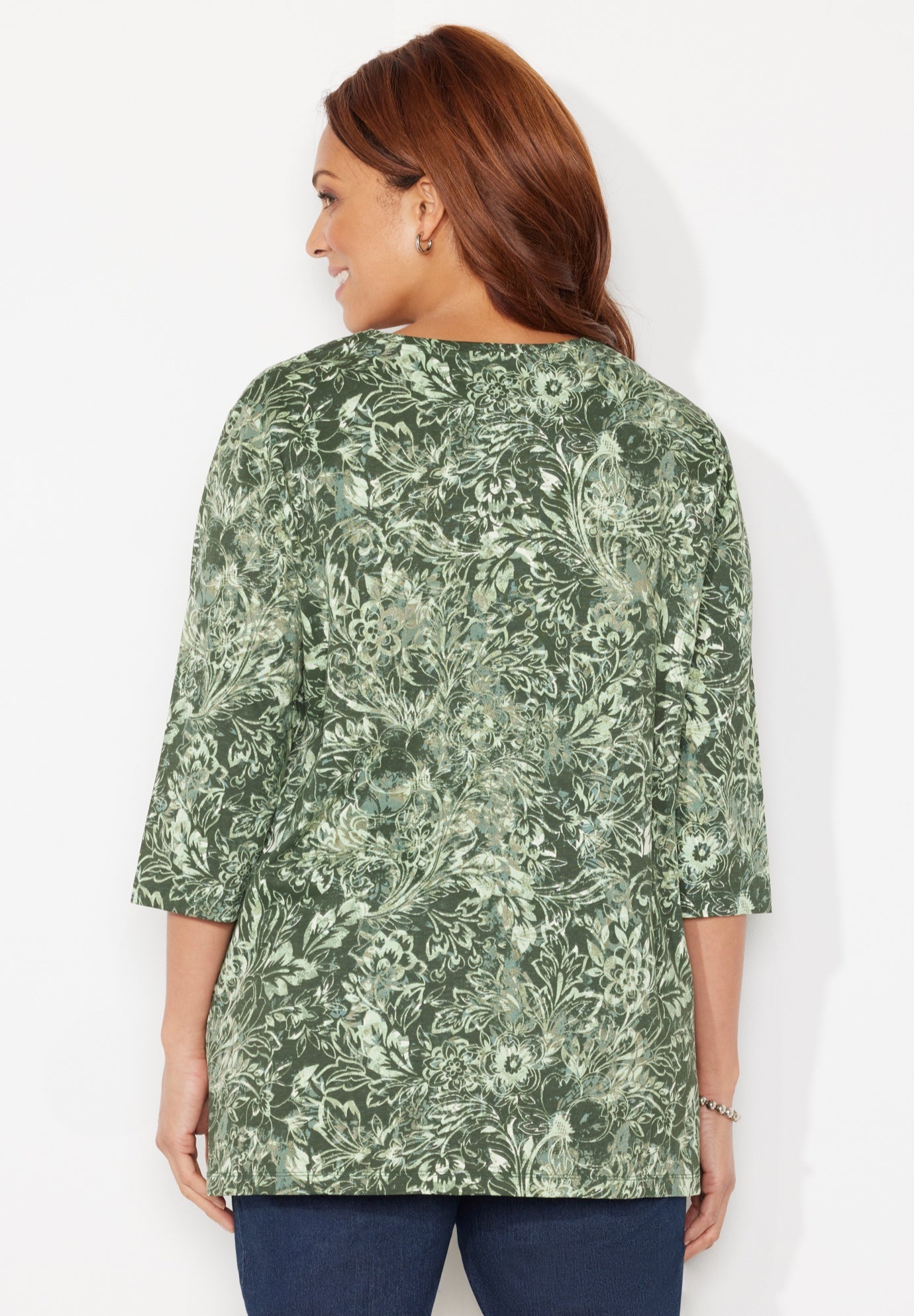 Easy Fit 3/4-Sleeve V-Neck Tunic image number 2