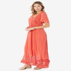 Hand-Crinkled Lace-Panelled Boho Dress image number null