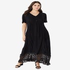 Hand-Crinkled Lace-Panelled Boho Dress image number null