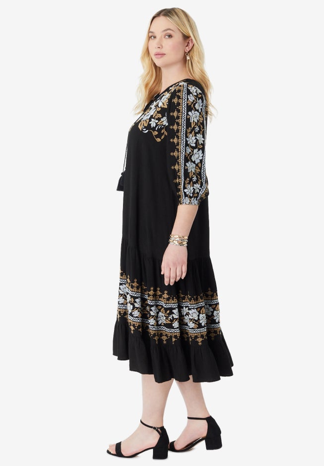 Tiered Embroidered Dress image number 3