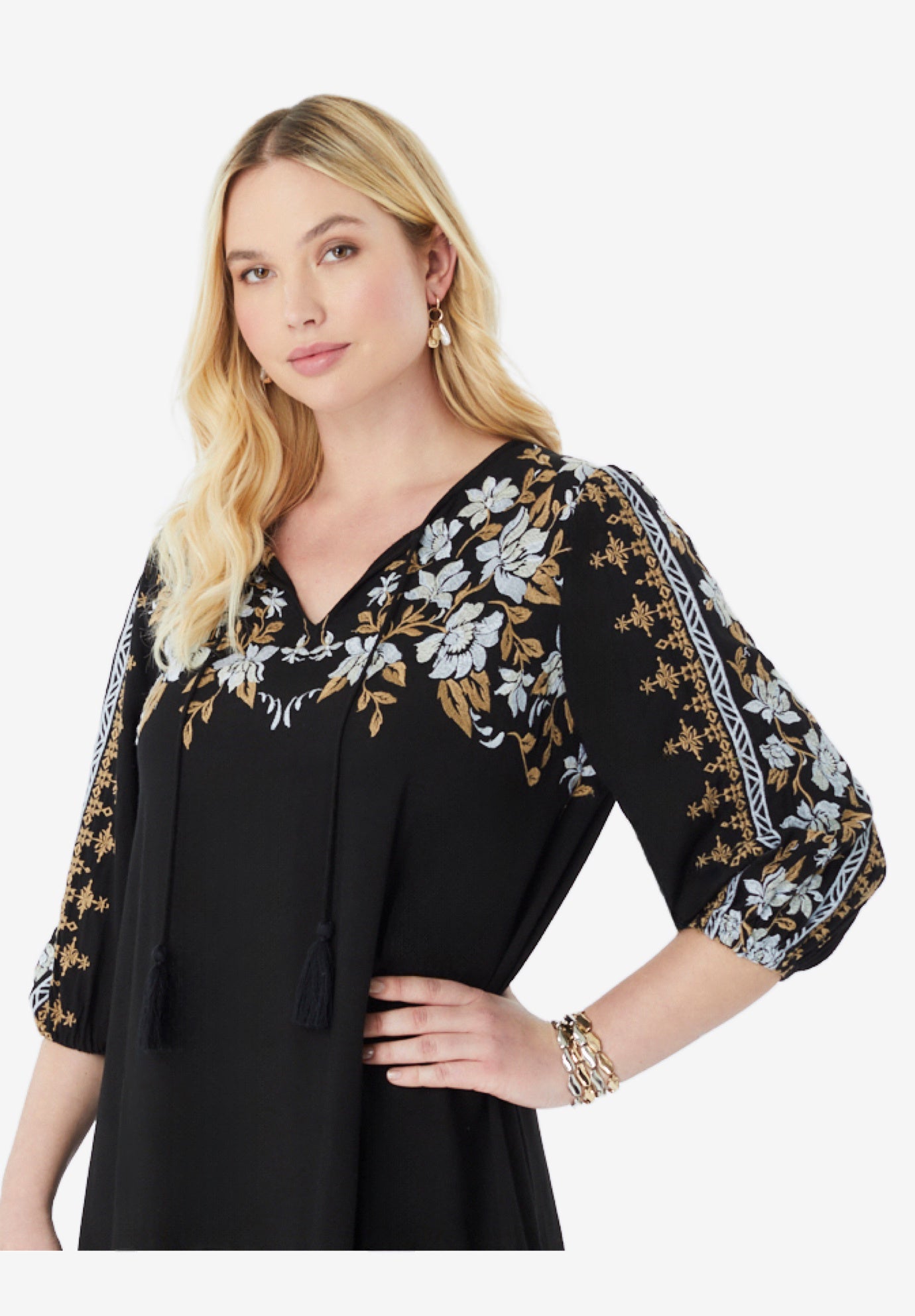 Tiered Embroidered Dress image number 4