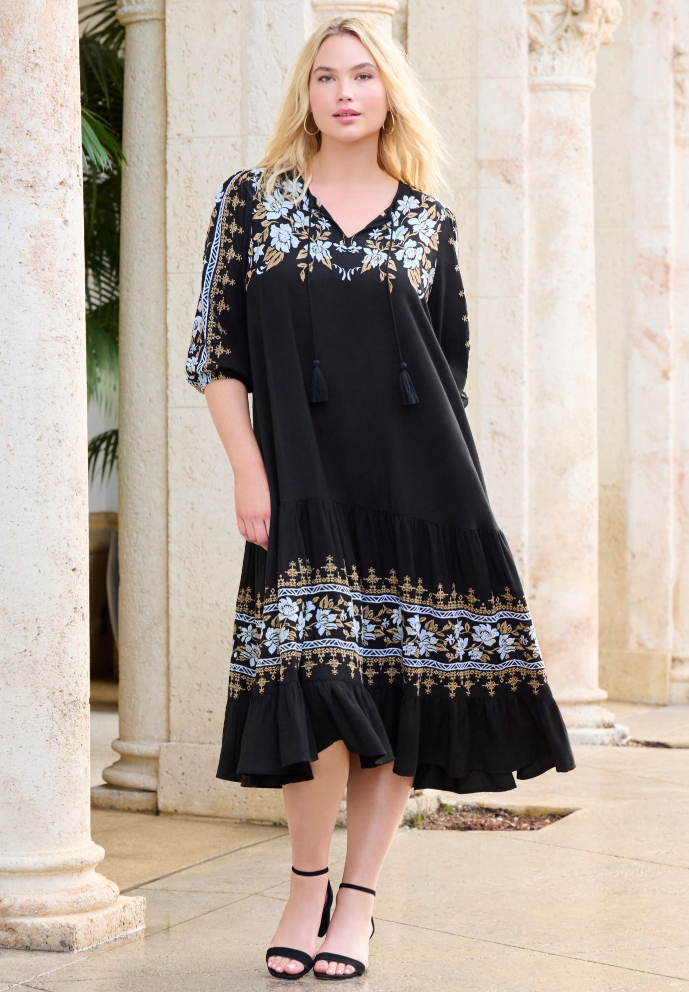 Tiered Embroidered Dress image number 5