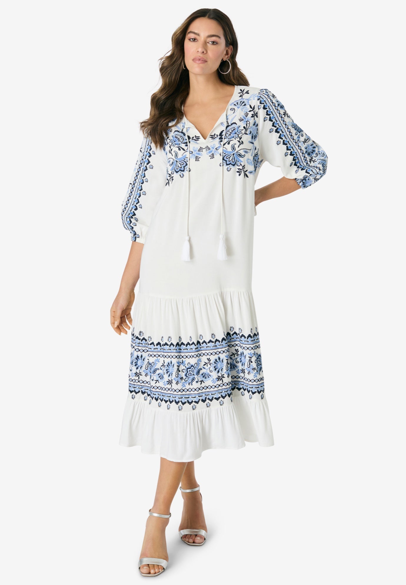 Tiered Embroidered Dress image number 0