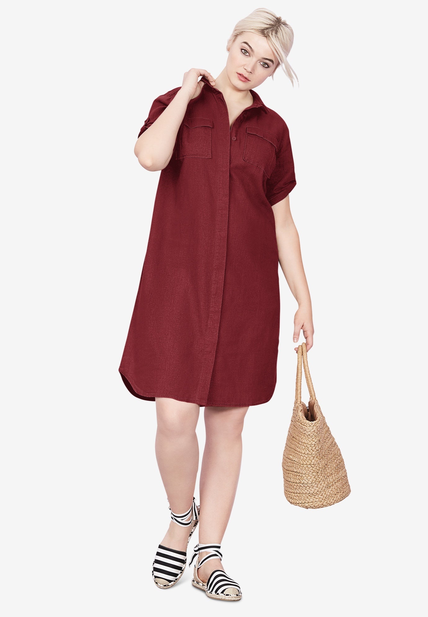 Button Front Linen Shirtdress image number 0