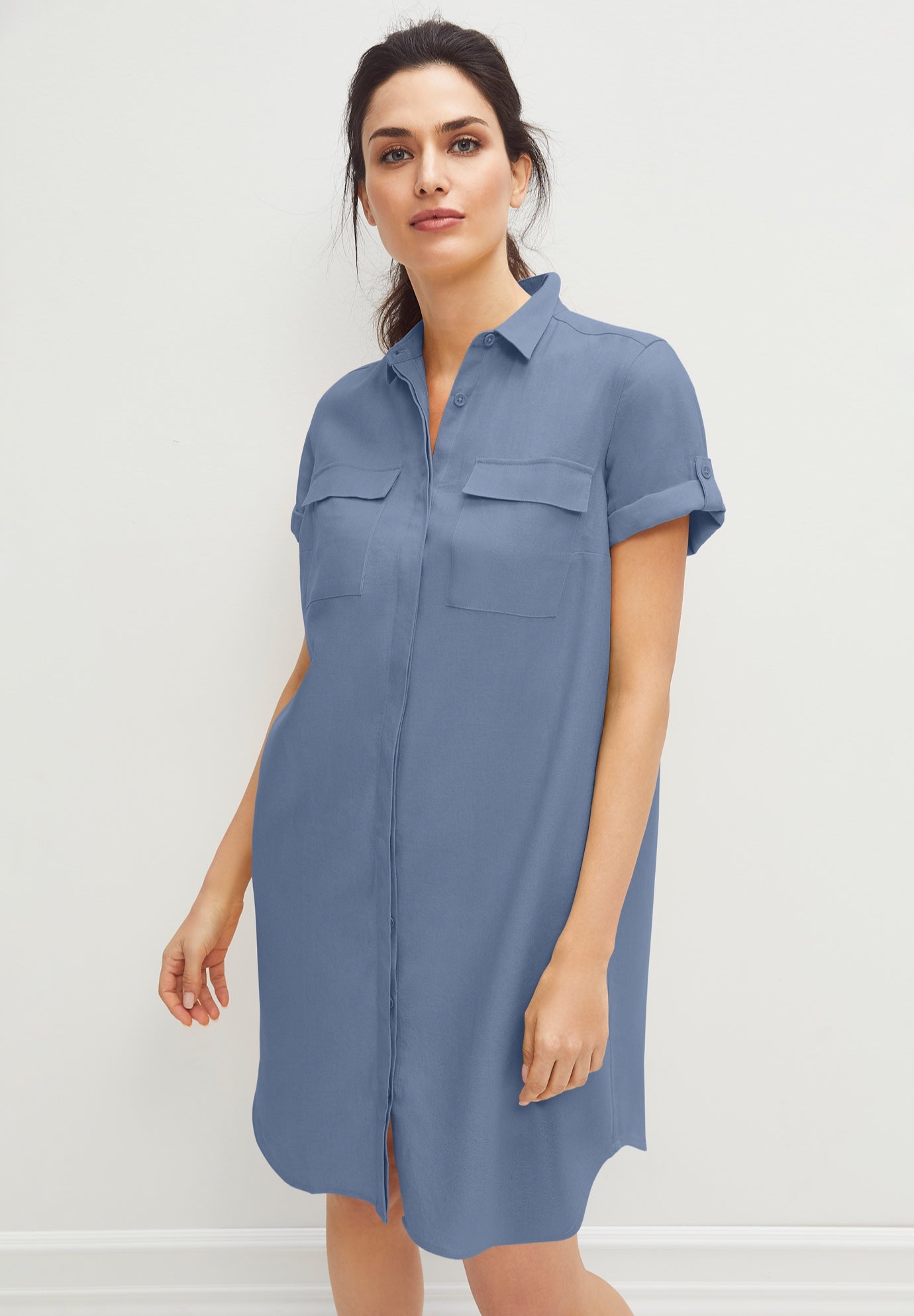 Button Front Linen Shirtdress image number 0