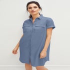 Button Front Linen Shirtdress image number null