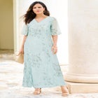 Plus-Size Flutter Sleeve Allover Embroidered Gown image number null